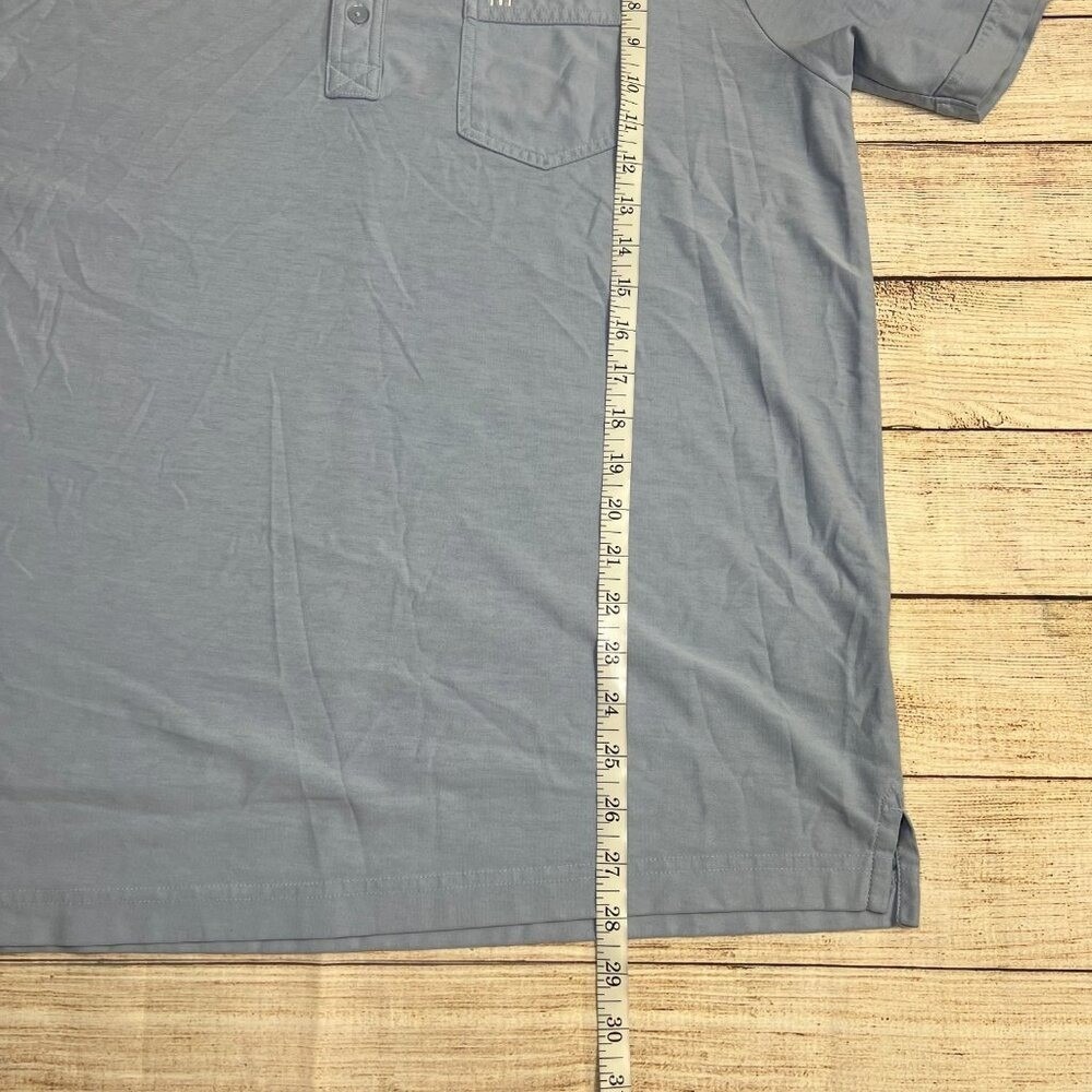 TravisMathew Polo Shirt Mens XL Light Blue Pima Cotton Blend Chest Pocket Logo - Picture 9 of 13